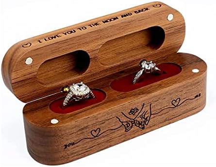 תיבת טבעת yhwocd להצעה וארגוס טבעת קופסת טבעת טקס לחתונה ， קופסת נושא טבעת לחריצים בודדים, ארגז טבעת מעץ, כרית טבעת נישואין משולשים.