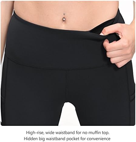 חותלות קאפרי של נשים קפרי מכנסי יוגה מותניים גבוהים למתוח 3/4 אימון אימון קפריס עם כיסים