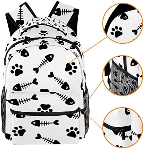 אדרה חתול כלב כפה דפוס בית ספר תרמילי עם מים בקבוק כיס,29. 4 על 20 על 40 ס מ/11. 5 על 8 על 16 ב