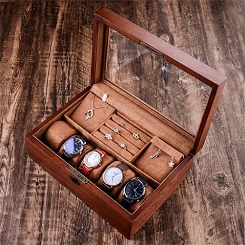 פנים קטיפה קופסא מתנת תכשיטי עץ שרשרת עגיל שעון צמיד ארגונית תכשיטי תצוגת אחסון מקרה