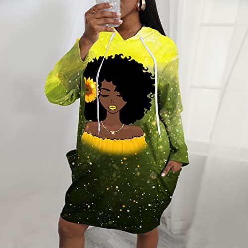 Bdawqug נשים שחורות שמלת קפוצ'ון מזדמן אפריקני אמריקני מלנין סווטשירט לשמלות אופנה 2022 נשים