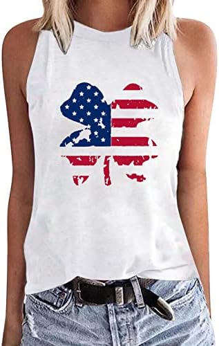 גופיות טנקים 4 ביולי לנשים דגל אמריקאי קיץ קיץ פסים ללא שרוולים פסי טריקו פטריוטיים של צביעת עניבה