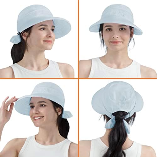 קוביית שמש נשים כובע שמש UPF 50+, רוכסן מגן כובע שמש, קוקו הגנה מפני סאן כובע גולף חוף חוף נסיעות אריזות