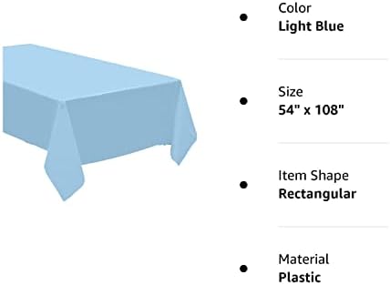 חבילה של 4: מפות פלסטיק חד פעמיות / כיסויי שולחן, 54 על 108 אינץ ' כל אחד