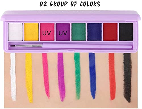 16 צבעים מים הופעל אייליינר צבעים, פנים צבע ניאון בהיר קשת צבעוני גוף צבע איפור, מט וזוהר גרפי אייליינר, עם אייליינר מברשת