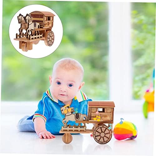 צעצוע 1 pc דגם עגלת עץ עץ בהתאמה אישית פאזל לילדים מכוניות צעצוע דקור ביד קופסת מוסיקה וינטג
