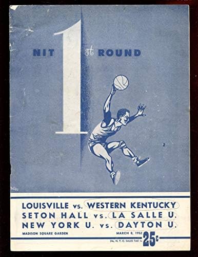 1952 תוכנית NCAA כדורסל NIT תוכנית TripleHeader Seton Hall Dayton NYU - תכניות קולג '