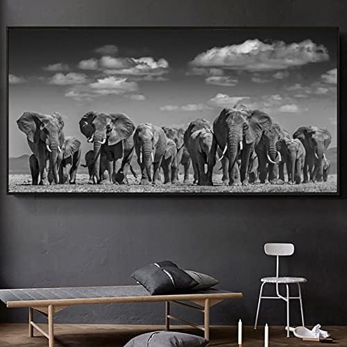 ZGMAXCL 5D ערכת ציור יהלומים DIY למבוגרים וילדים עגול תרגיל מלא פנינה פיל פיל בגודל גדול עיצוב חדר 47.2 x 23.6 אינץ '