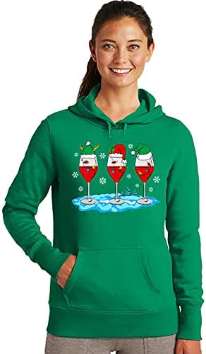 חג המולד יין זכוכית מצחיק חג המולד סנטה כובעי נשים הסווטשרט
