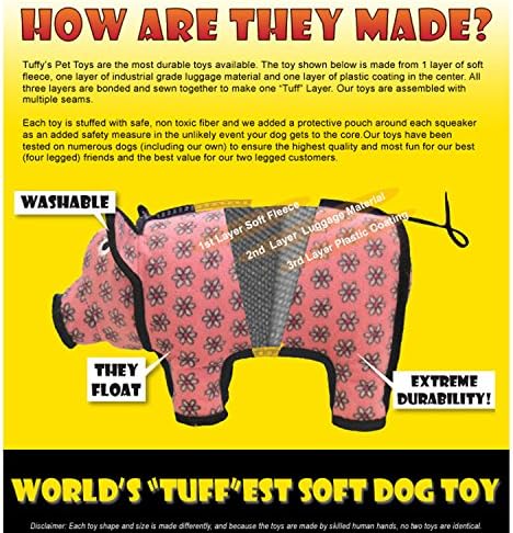 Tuffy - צעצוע כלב רך רך עולמי - טבעת אולטימטיבית של 4 נתיבים אדומים - סקוורס - שכבות מרובות. הפך עמיד, חזק וקשוח. משחק אינטראקטיבי. רחיץ