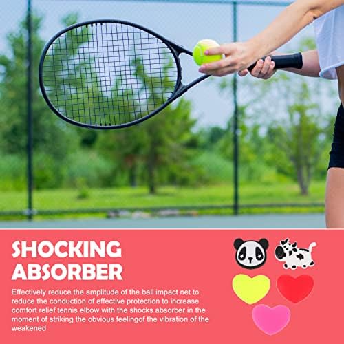 אביזרי Besportble Tennis Tennis רטט רטט 5 יחידות סיליקון רך טניס בולם קריקטורה מצורת טניס בולמי מחבט עבור Racqueball Tenis
