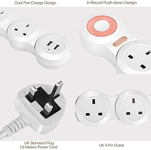 Doubao מרובה חשמל רצועת בריטניה שקע עם מחוון USB אור גמיש חנויות סיבוביות גמישות 1.8 מ 'מטען נסיעות כבל הרחבה