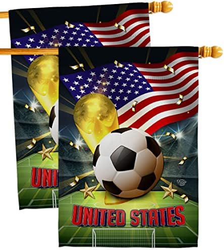 אוסף קישוטים גביע העולם קיר ארצות הברית 2 מחשבים דגל דגל דגל פטיו דשא קישוטי חדר גינה חיצוניים שלטי חצר חיצוניים שלטי אמנות FIFA צוות