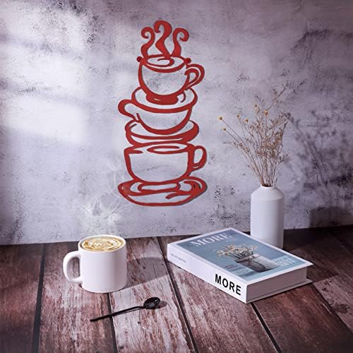כוס קפה אמנות קיר מתכת, בית חווה מטבח מסעדה שלט קפה שלט, אדום