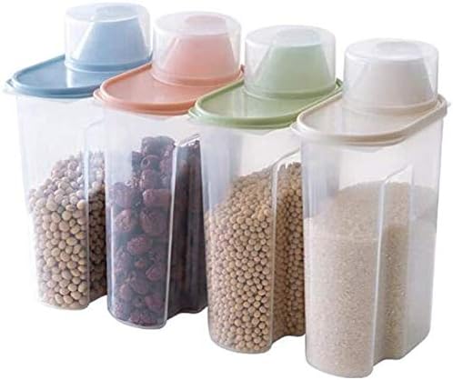 4 יחידות פלסטיק יבש דגנים מתקן אחסון תיבת מטבח מזון תבואה אורז ג מיכל שקוף מצנן דגנים מזון אחסון טנק אורז שעועית צנצנת ביתי מזון משמר
