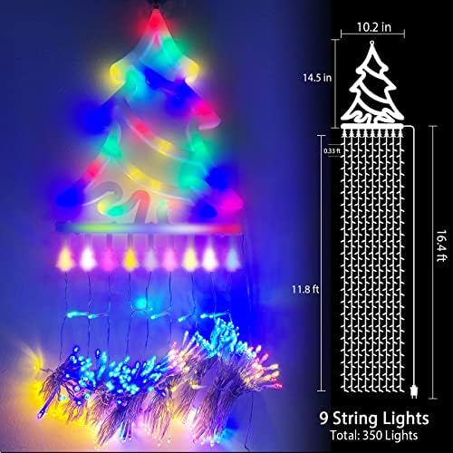 קישוטי חג המולד אורות מחרוזת 350 LED 12 רגל קישוטי חג המולד תלויים מפל אורות עץ מפל פנים חיצוני דקורטיבי לחצר הגן חג המולד חג מפלגת חתונה