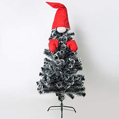 Sewroro 4 PCS עץ חג המולד טופר סנטה קלאוס כובע חג המולד טופר עם כפפות האף עץ חג המולד חיבוק סנטה כובע עץ קישוט עליון לציוד למסיבות חג