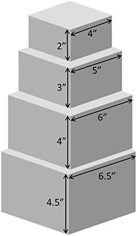 קופסאות מתנה נוקשות של ריבוע ברוש, סט, סט מקונן של 4, 3.5x3.5x2 עד 6x6x4 אינץ ', גודל קטן