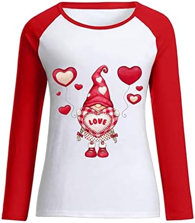 גמרים סווטשירט של יום האהבה לנשים משחלים שרוולים ארוכים חולצות אהבה מצוירת מצוירת
