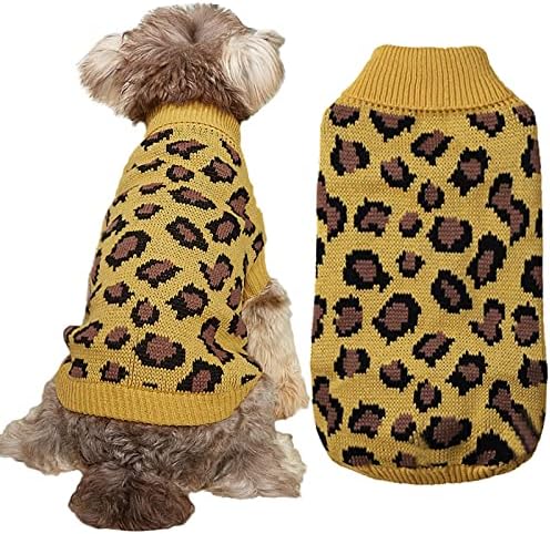 בגדי חיות מחמד של הונפרד לכלבים קטנים בנות מתלבשות סוודר נמר בגדים חמים ורכים סרוגים כלב קטן סתיו בגדי חיות חורף לחתולים