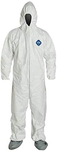 דופונט TY122S-XL-ACT-ACT חד פעמי פרק כף היד, Bootie ו- Hood Tyvek Tyvek Coverall חליפה 1414, x-large, לבן