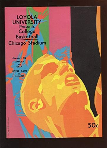 1-25 1973 תוכנית כדורסל NCAA Loyola vs UCLA עם ביל וולטון NRMT - תכניות מכללות