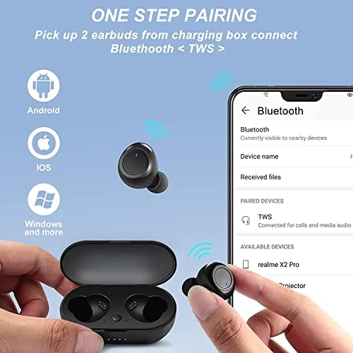 Bluetooth אטום למים 5.3 אוזניות אלחוטיות אמיתיות, בקרת מגע, אוזניות משחק מחזוריות של 30 שעות TW