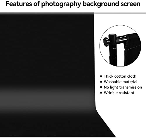 אינוויזיין 10 על 10 רגל רקע שחור רקע עמיד בפני קמטים עם 8 קליפים רקע, בד כותנה מתקפל רקע מסך שחור כרומקי לסטודיו לצילום