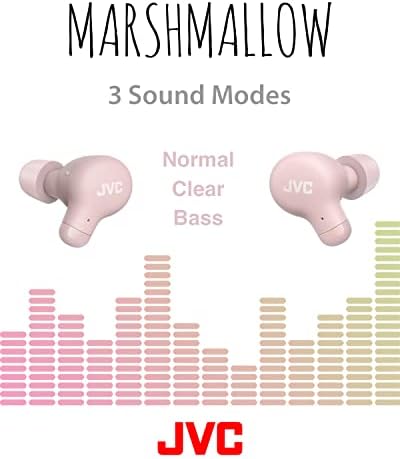 JVC Marshmallow New אוזניות אוזניות אלחוטיות אמיתיות, חיי סוללה ארוכים, צליל עם נהג מגנט ניאודימיום, כולל אוזניות קצף זיכרון - HAA18TP