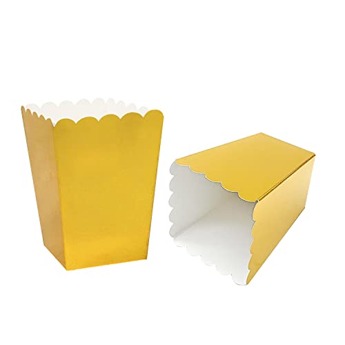 24 PCS קופסאות פופקורן מיני נייר נייר פופקורן קרטון קרטון מכולה פופקורן למסיבה, זהב