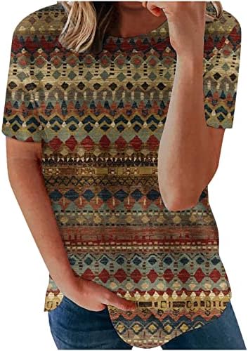 2023 נשים של אומברה צבע בלוק טוניקה עגול צוואר קצר שרוול חולצות פסים סיבתי חולצות חולצות טרנדי רופף חולצה