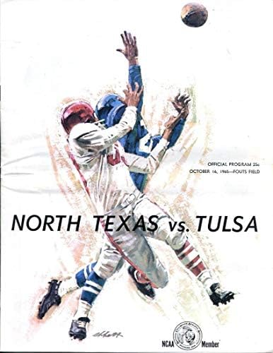 1965 טולסה נגד צפון טקסס ממוצע תכנית כדורגל ירוקה הוגשה אקס/MT 44318 - תכניות מכללות