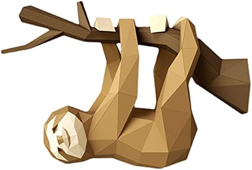 WLL-DP DIY Sloth נייר קיר גביע גביע נייר מלאכה 3D אוריגמי קיר קיר קישוט קיר חיה יצירת יצירת מלאכה מצוירת משלך לחדר שינה בסלון
