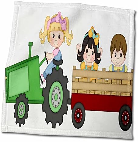 3 דרוז ילדים חקלאיים חמודים על טרקטור ועגלה איור - מגבות
