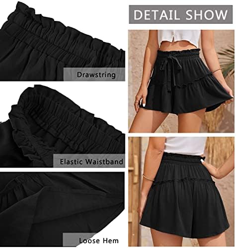 מכנסיים קצרים של Grforclo לנשים קיץ מזדמן נשים מותניים גבוהות שינה רופפת מכנסיים קצרים זורמים
