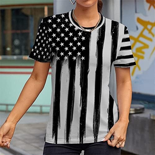 חולצת דגל אמריקאית חולצות פטריוטיות חולצות נשים 4 ביולי חולצה ראגלן שרוול קצר כוכבי קיץ פסים עליונים בסיסיים 2023