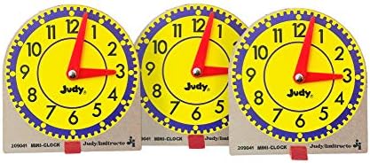 סט השעון של קרסון דלוסה מיני ג'ודי-כיתות K-3 מניפולטיבים במתמטיקה לספר זמן, שעוני מיני צבעוניים עם שעה מטלטלין ודקה, 4 x 4