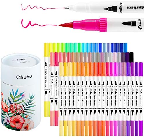 Ohuhu 60 צבעים צביעה טיפים כפולים + 100 צבעים ייחודיים סמנים מבוססי אלכוהול