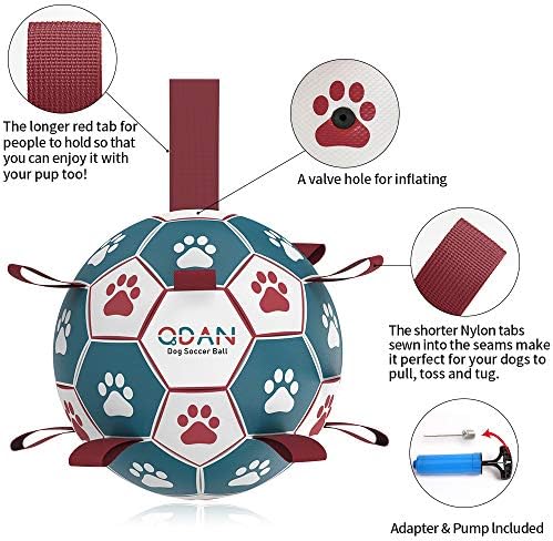 כדור כדורגל של צעצועי כלבים של QDAN, צעצועי כלבים אינטראקטיביים למשיכת מלחמה, מתנות ליום הולדת גור, צעצוע משיכה לכלבים, צעצוע מים לכלבים,