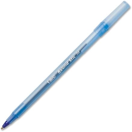 מקרה סיטונאי של 25 - עט כדורי כדורים עגול עגול עגול סטיק עט, Med. נקודה, דיו כחול