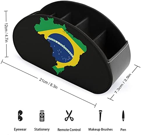 דגל מפת ברזיל מארגן תיבת אחסון לבקרת טלוויזיה מרחוק עם 5 תאים לחדר שינה שולחני