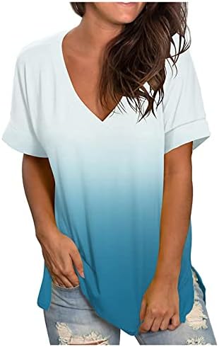 מקרית חולצות לנשים לעבודה שיפוע קצר שרוול צווארון בבאגי חוף יומי בסיסי חולצות טוניקת חולצות