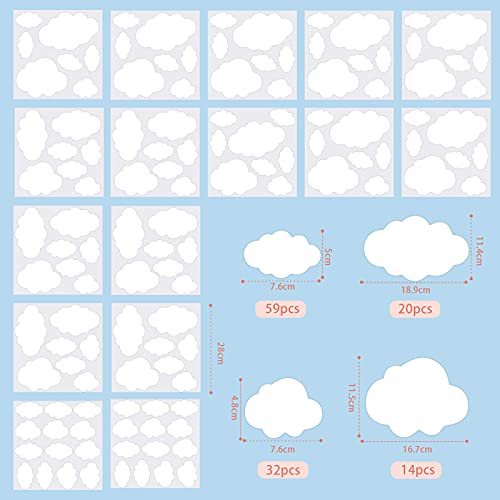 125 חתיכות ענן קיר עיצוב מדבקות ענן מדבקות קיר ענן עננים לבנים קליפות ומדבקות ענן מקל לקירות מדבקות קיר נשלפות לילדים לילדים לילדים חדר