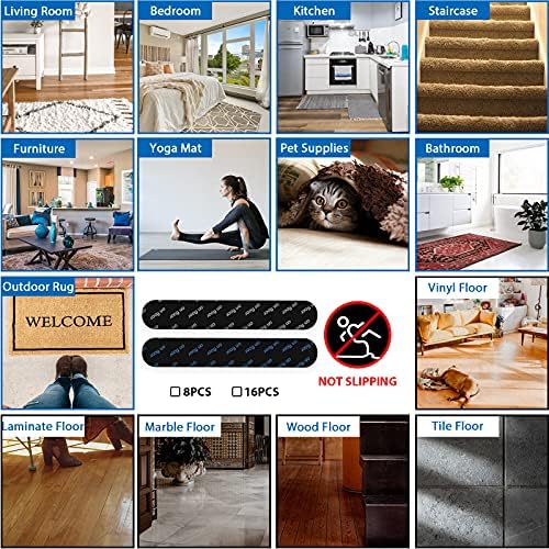 ActFun 16 PCS קלטת שטיח, קלטת שטיחים רחיצים לשימוש חוזר לשימוש חוזר לשטיחי שטח, מחצלות רצפה, רצפות עץ קשה, רצפות אריחים, לינולאום, שטיחים,