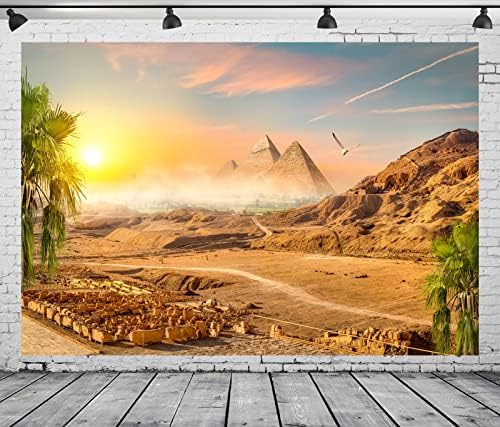 בד בלקו 8 * 6 רגל פירמידה מצרית בחול רקע מדבר הר מדבר עצי קוקוס נוף שקיעה תרבות עתיקה מצרים רקע צילום קישוטים למסיבה מצרית אבזרי תמונה