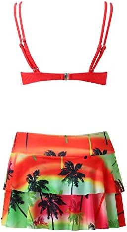 בגדי ים לנשים 2 חתיכה הוואי הדפסת לשחות קאמי חזייה וסלסולים חצאיות רחצה סטי וחוף