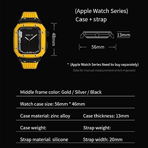 FKIMKF ללהקת Apple Watch סדרה 8 מארז שעון סגסוגת לסדרת Iwatch 7 6 5 4 SE כיסוי 44 ממ 42 ממ 45 ממ מגומי מתכת יוקרתי אביזרי נירוסטה אביזרים