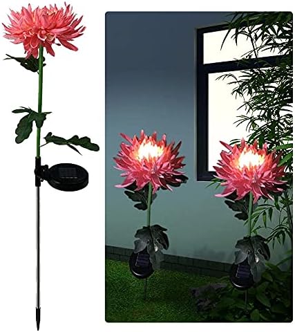 Tbiiexfl 2pcs LED אור סולארי אור מלאכותי חרצית סימולציה פרח חיצוני גן חיצוני דשא נורות חצר אמנות לחצר ביתית לקישוט