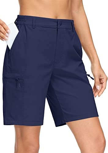 מכנסי טיול מג'קומסן לנשים מכנסיים קצרים של מטען יבש מהיר כיסים קלים בקיץ חיצוני מכנסי גולף פעילים מזדמנים חיצוניים