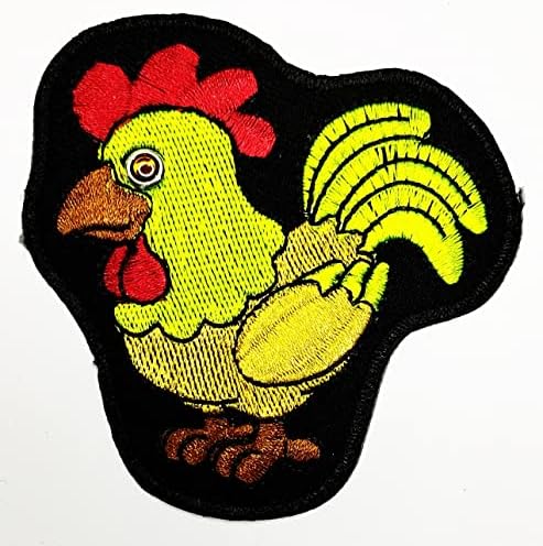קליינפלוס 3 יחידות. ירוק תרנגול עוף תיקוני מדבקת קריקטורה ילדי ילדים ברזל על בד אפליקצית עשה זאת בעצמך תפירת קרפט תיקון דקורטיבי סימן